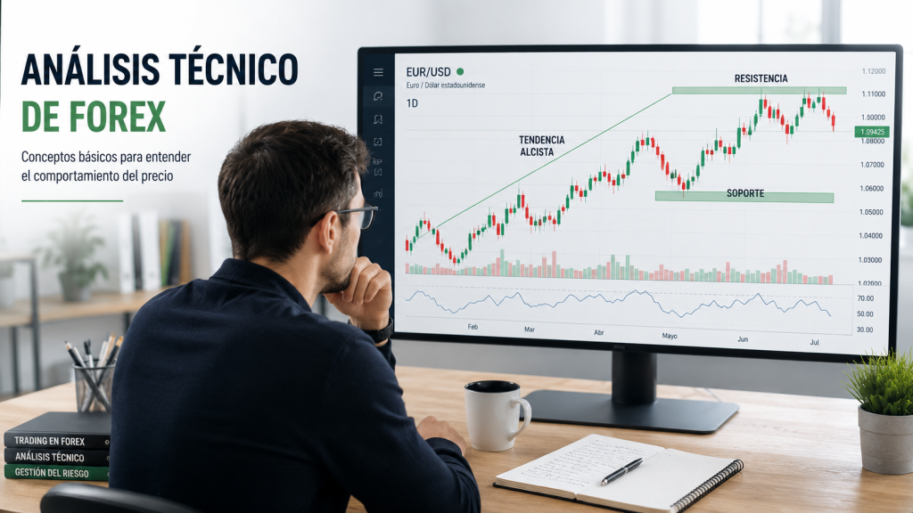 Como leer un grafico de trading en Forex con velas japonesas, tendencia, soporte y resistencia