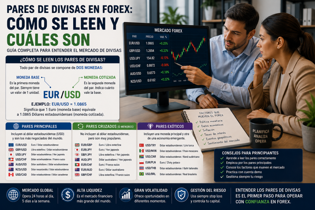 Pares de divisas en Forex: cómo se leen y cuáles son