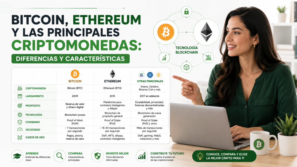 Bitcoin y Ethereum: diferencias y principales criptomonedas