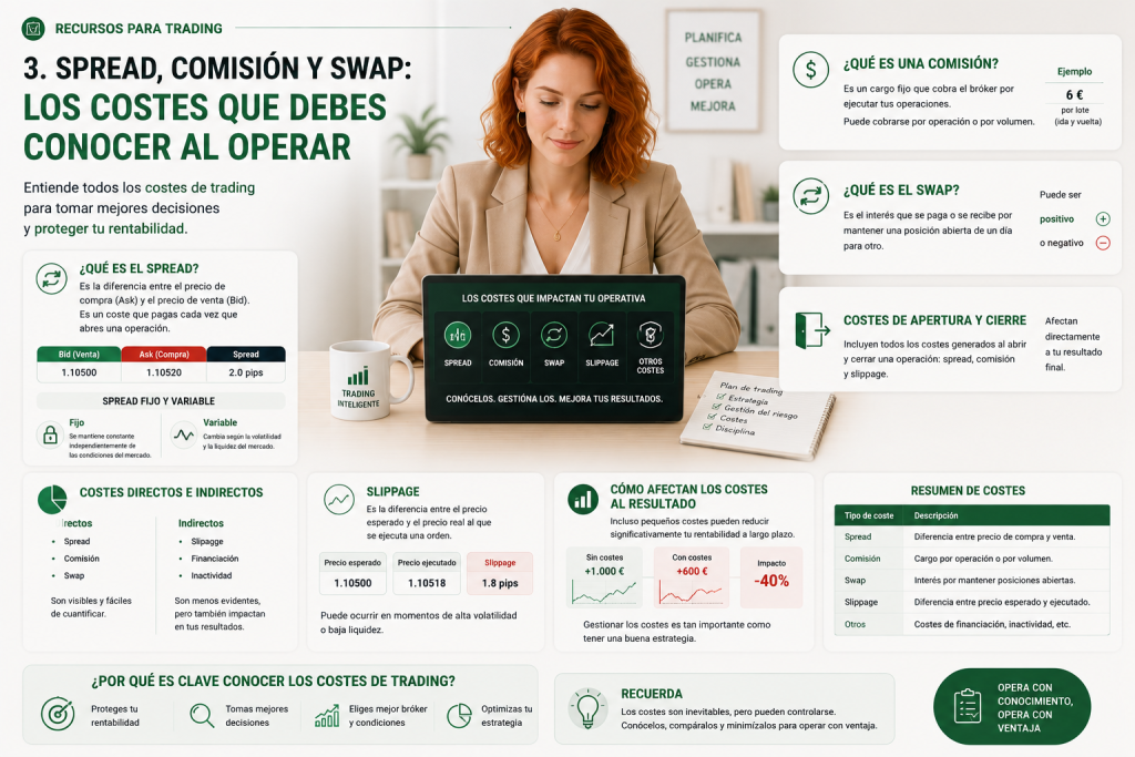 Costes de trading: spread, comisión y swap