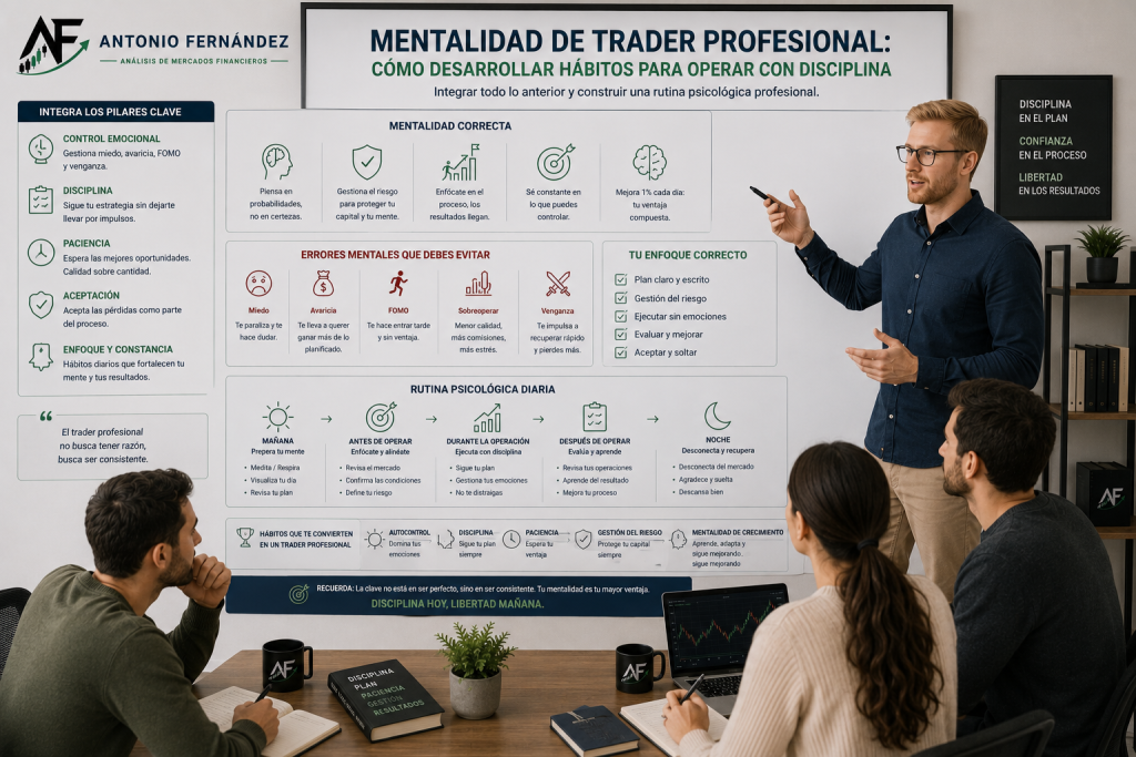 Mentalidad de trader profesional y hábitos para operar con disciplina