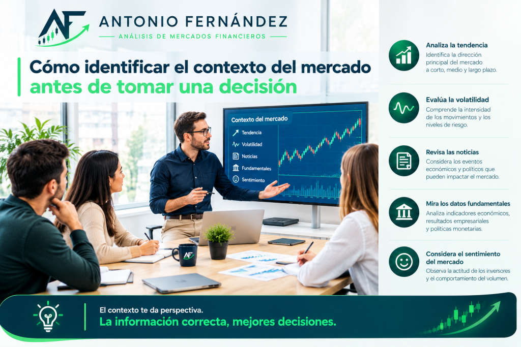 Trader analizando el contexto de mercado antes de operar